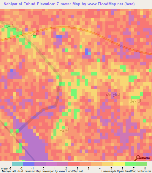 Nahiyat al Fuhud,Iraq Elevation Map