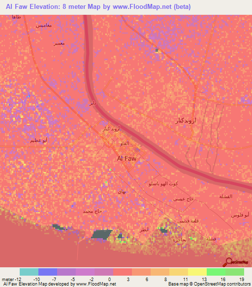 Al Faw,Iraq Elevation Map