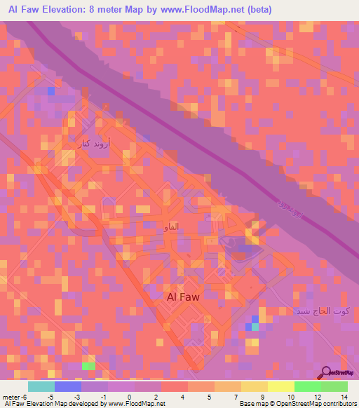 Al Faw,Iraq Elevation Map