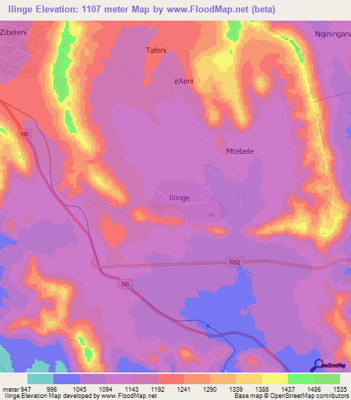 Ilinge,South Africa Elevation Map