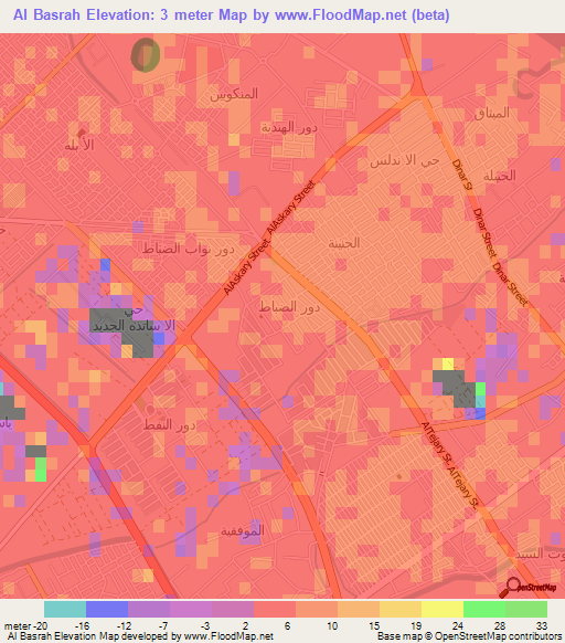 Al Basrah,Iraq Elevation Map