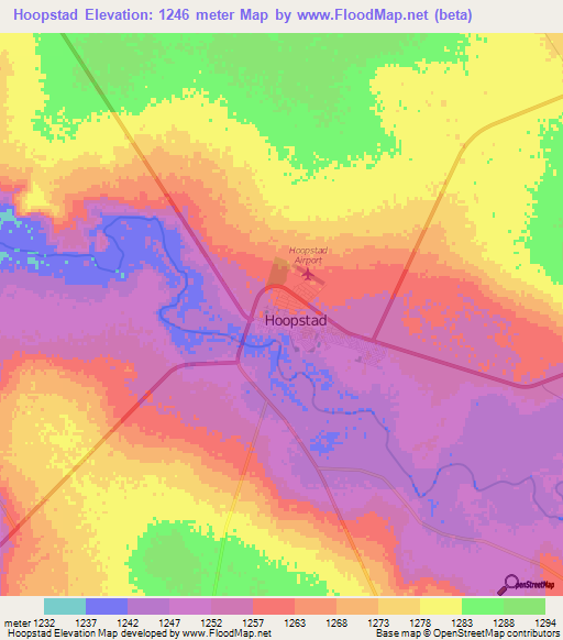 Hoopstad,South Africa Elevation Map