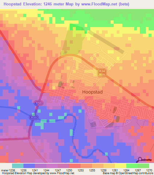 Hoopstad,South Africa Elevation Map