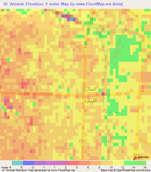 Al `Amarah,Iraq Elevation Map