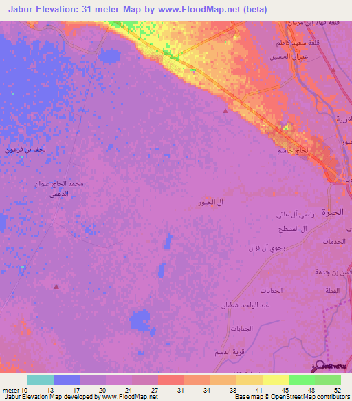 Jabur,Iraq Elevation Map