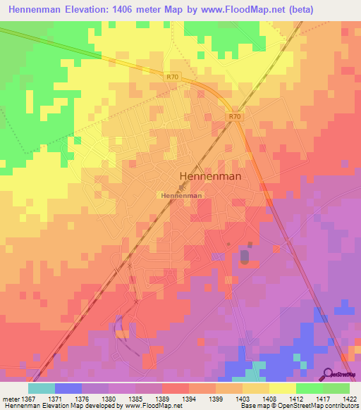 Hennenman,South Africa Elevation Map