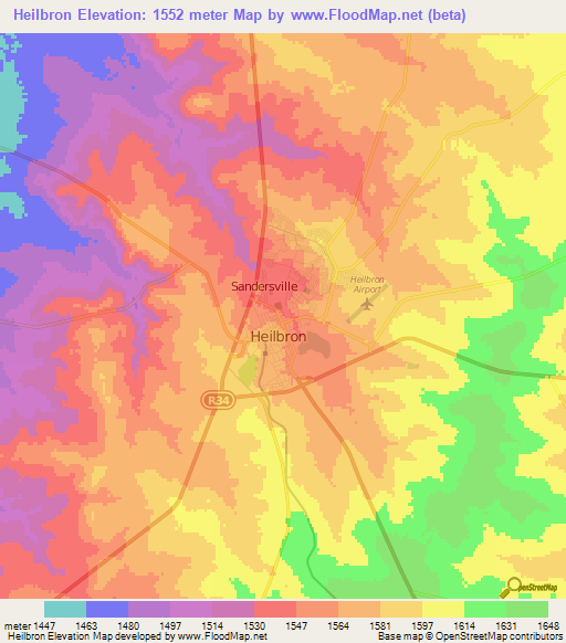 Heilbron,South Africa Elevation Map