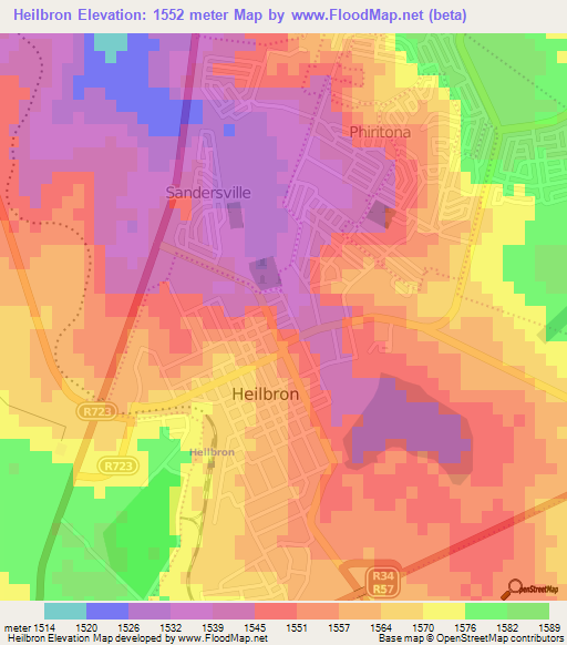 Heilbron,South Africa Elevation Map