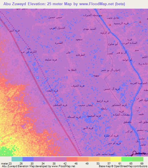 Abu Zuwayd,Iraq Elevation Map