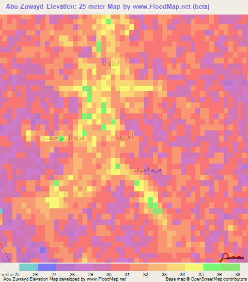 Abu Zuwayd,Iraq Elevation Map