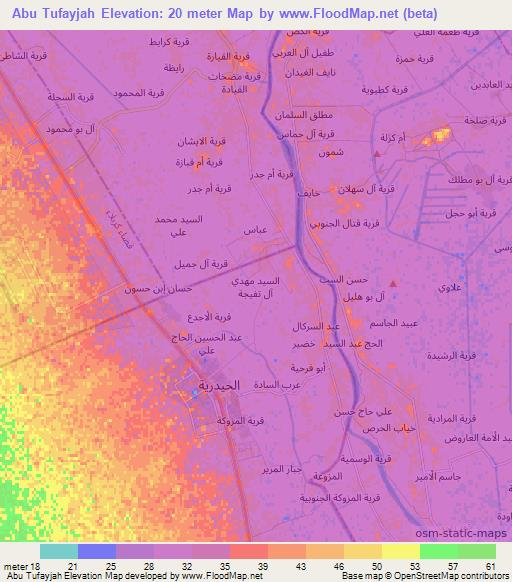 Abu Tufayjah,Iraq Elevation Map