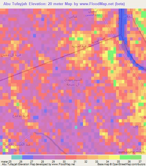 Abu Tufayjah,Iraq Elevation Map