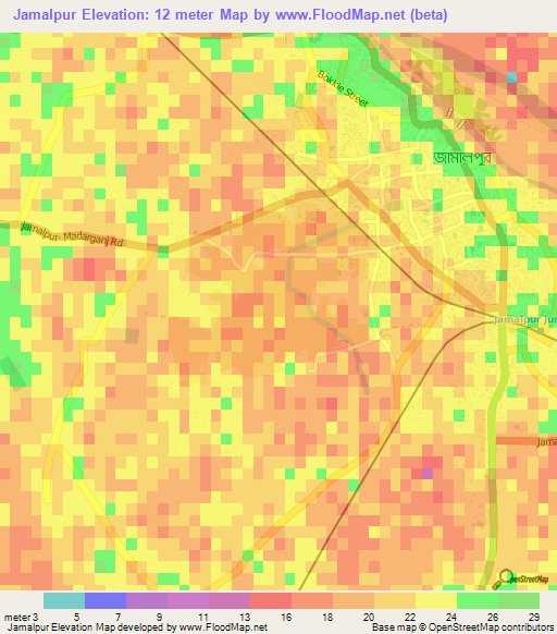 Jamalpur,Bangladesh Elevation Map