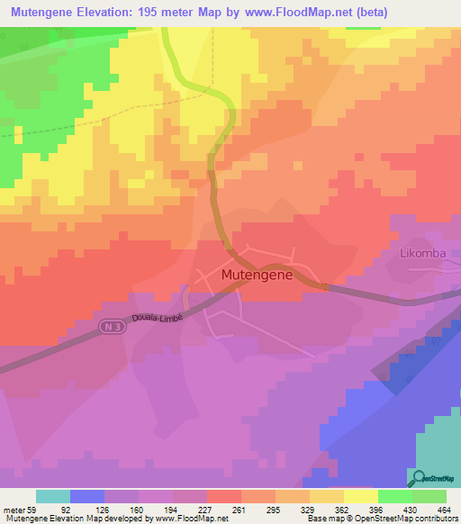 Mutengene,Cameroon Elevation Map