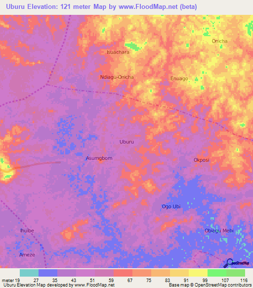 Uburu,Nigeria Elevation Map