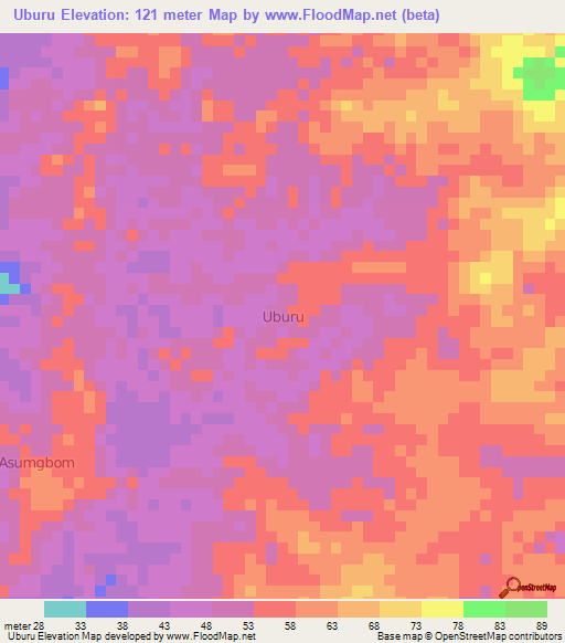 Uburu,Nigeria Elevation Map