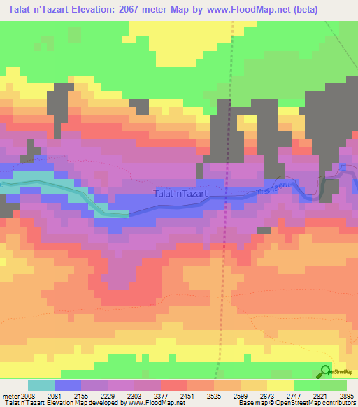 Talat n'Tazart,Morocco Elevation Map