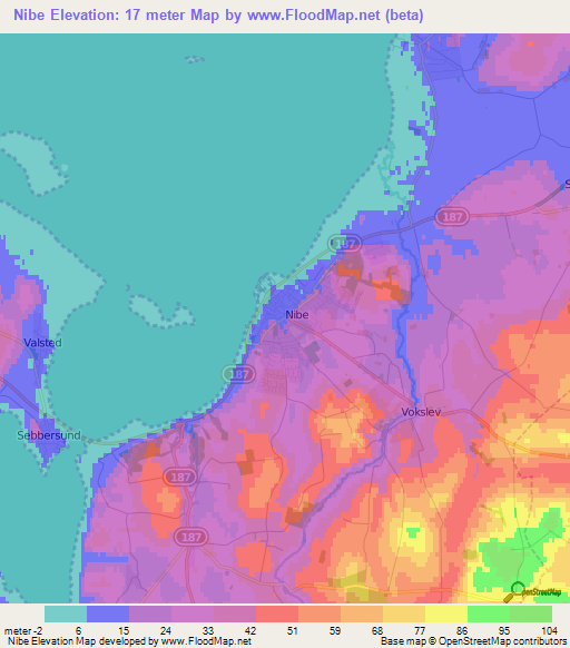 Nibe,Denmark Elevation Map