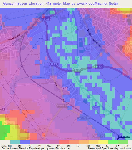 Gunzenhausen,Germany Elevation Map