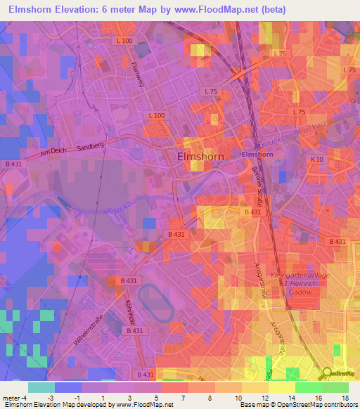 Elmshorn,Germany Elevation Map