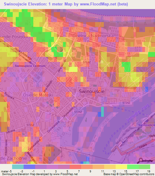 Swinoujscie,Poland Elevation Map