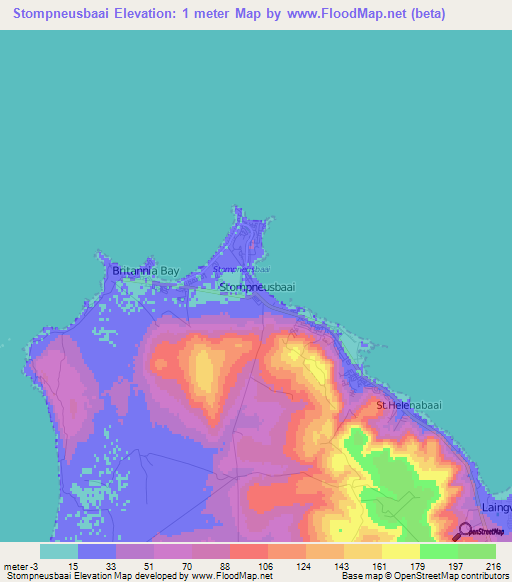 Stompneusbaai,South Africa Elevation Map