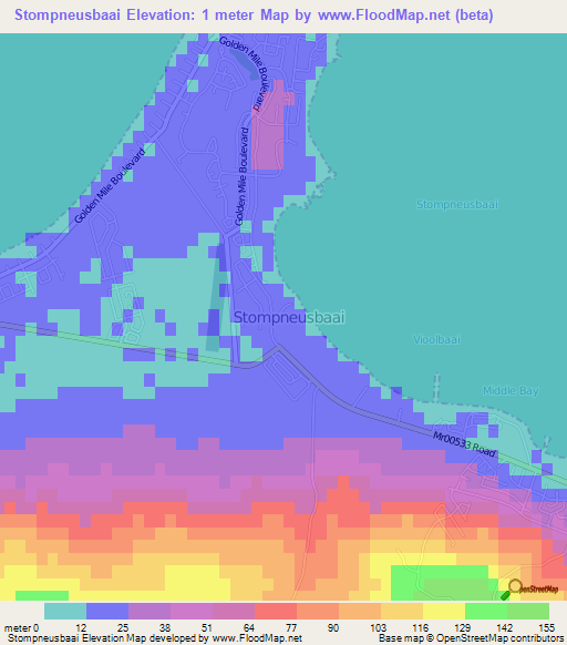 Stompneusbaai,South Africa Elevation Map