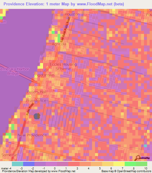 Providence,Guyana Elevation Map