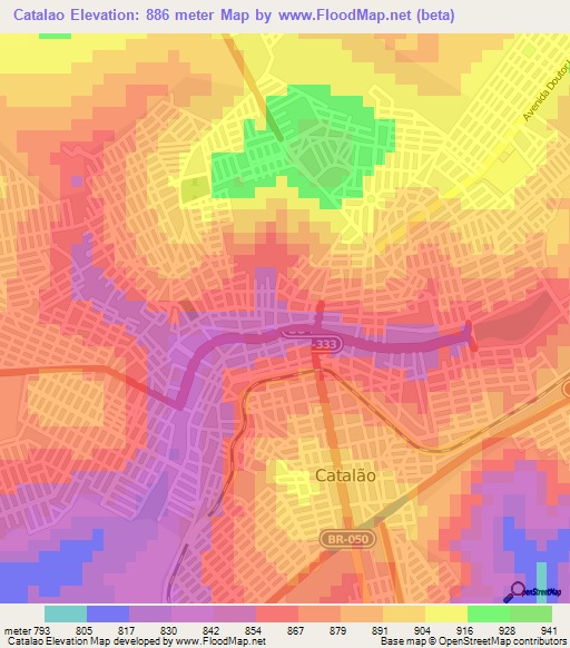 Catalao,Brazil Elevation Map