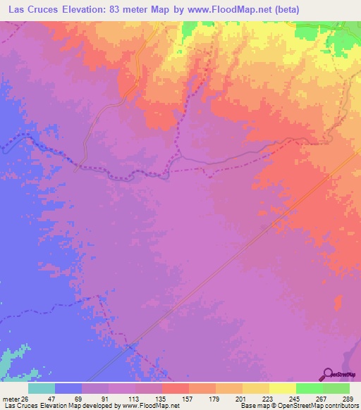 Las Cruces,Guatemala Elevation Map