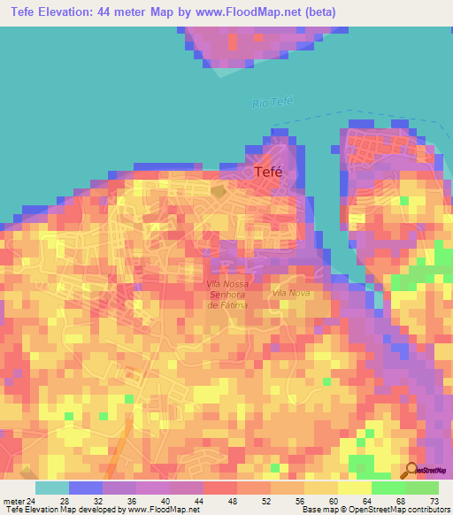 Tefe,Brazil Elevation Map