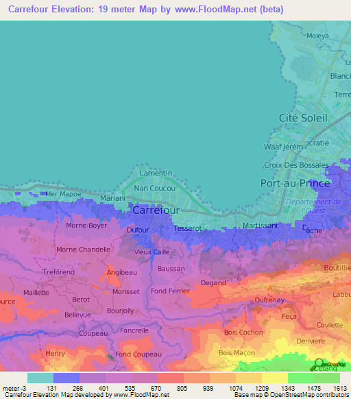 Carrefour,Haiti Elevation Map