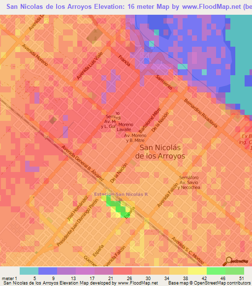 Elevation of San Nicolas de los Arroyos,Argentina Elevation Map ...