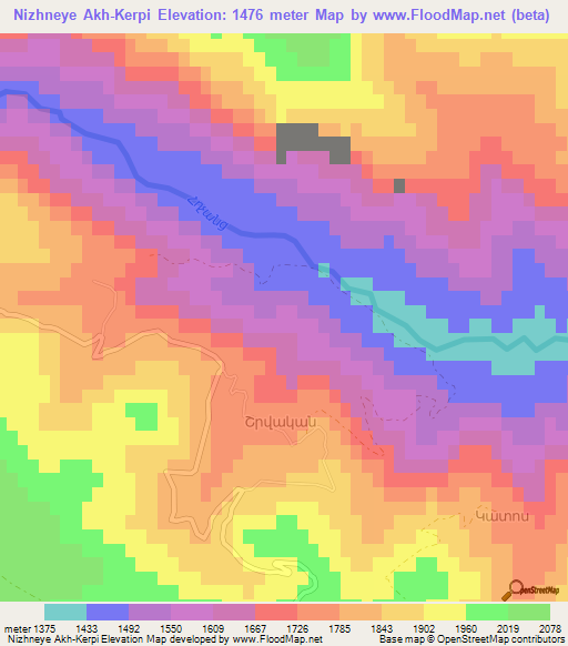 Nizhneye Akh-Kerpi,Azerbaijan Elevation Map