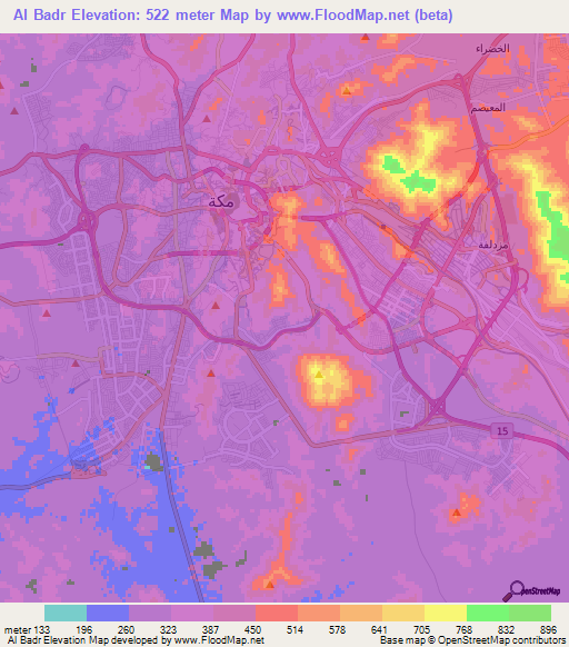 Elevation of Al Badr,Saudi Arabia Elevation Map, Topography, Contour