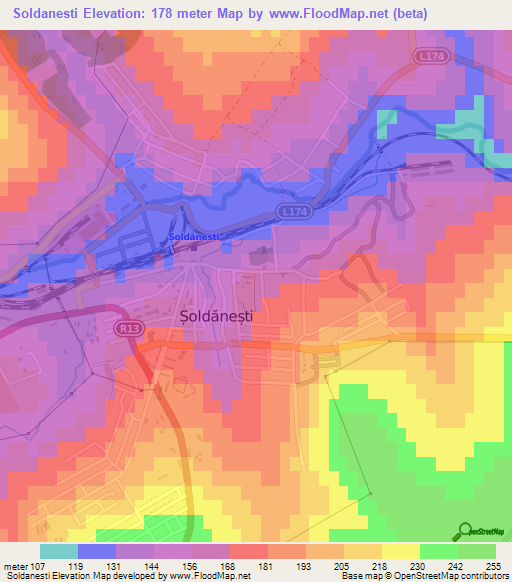 Soldanesti,Moldova Elevation Map