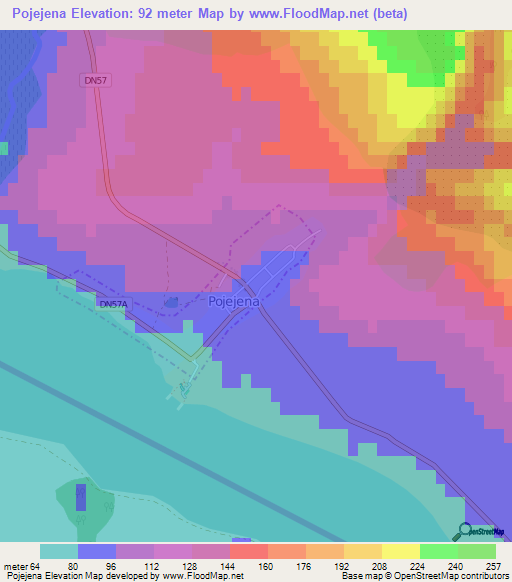 Pojejena,Romania Elevation Map