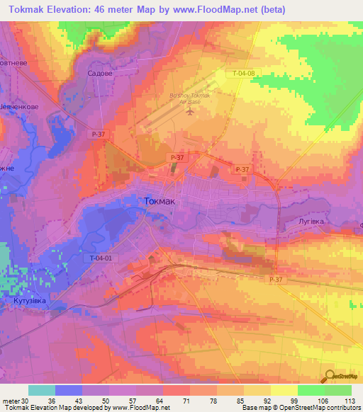 Tokmak,Ukraine Elevation Map