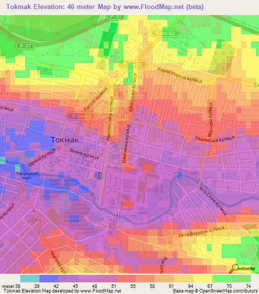 Tokmak,Ukraine Elevation Map