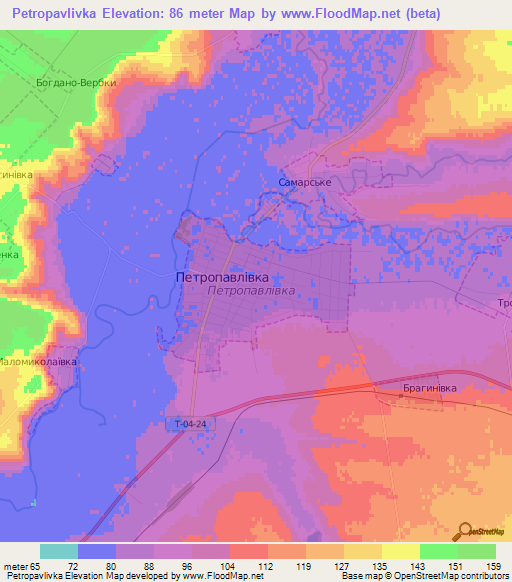 Petropavlivka,Ukraine Elevation Map