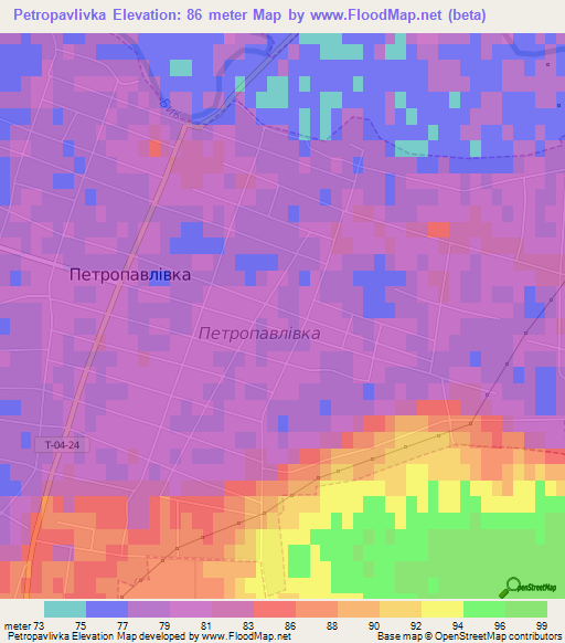 Petropavlivka,Ukraine Elevation Map