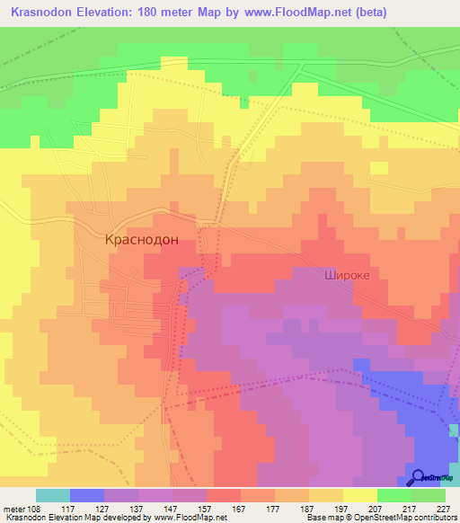 Krasnodon,Ukraine Elevation Map