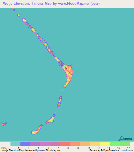 Wotje,Marshall Islands Elevation Map