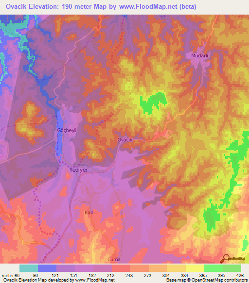 Elevation Of Ovacikturkey Elevation Map Topography Contour