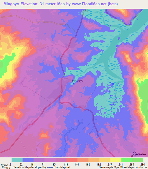 Mingoyo,Tanzania Elevation Map