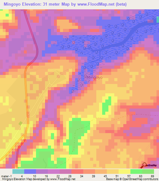 Mingoyo,Tanzania Elevation Map